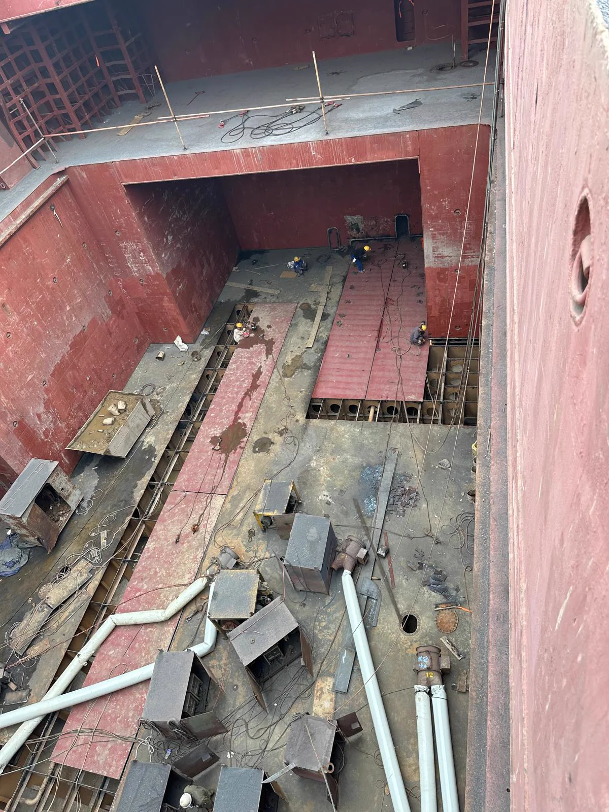 Removed tank-top steel and prepared renewal section