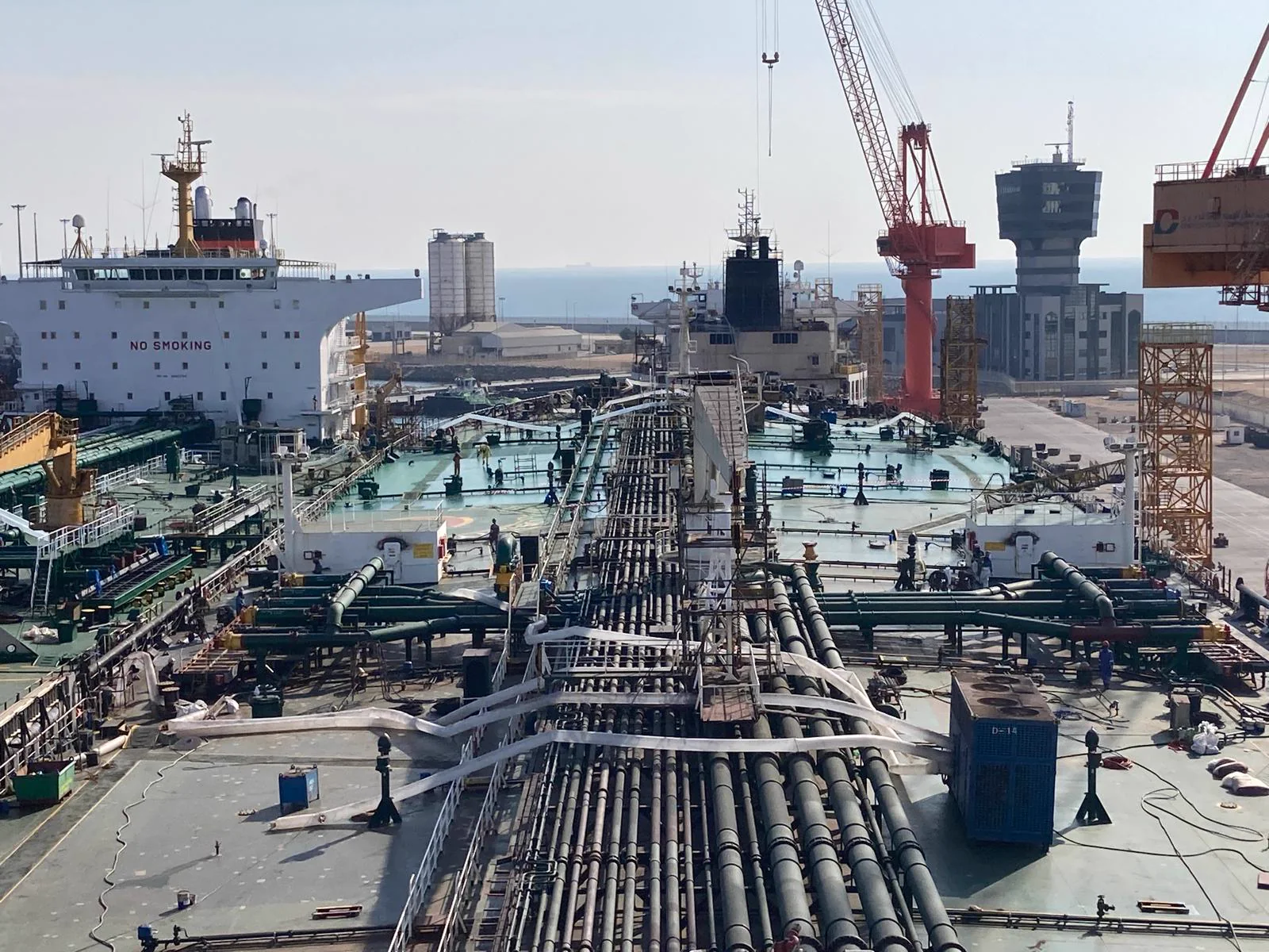 Tanker deck and piping systems during dry-docking
